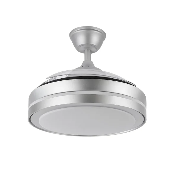 Ventilador retráctil Abrila Esparta Peque plata luz LED 32-72 cm
