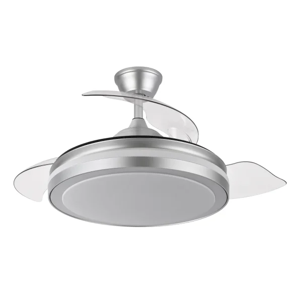 Ventilador retráctil Abrila Esparta Plus plata luz LED 50-107 cm