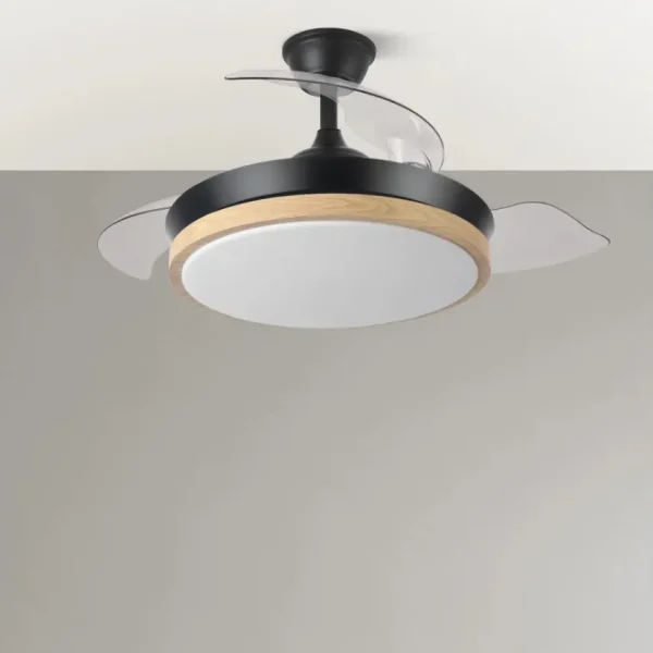 ventilador-techo-retractil-abrila-evros-mini-led-motor-dc-mando-negro-197099088 Ventilador retráctil Abrila Evros Mini negro luz LED 40-91 cm