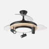 Ventilador retráctil Abrila Gladiator negro madera LED 50-107 cm