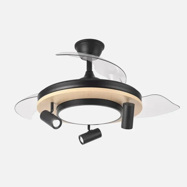 Ventilador retráctil Abrila Gladiator negro madera LED 50-107 cm