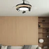 Ventilador retráctil Abrila Gladiator negro madera LED 50-107 cm