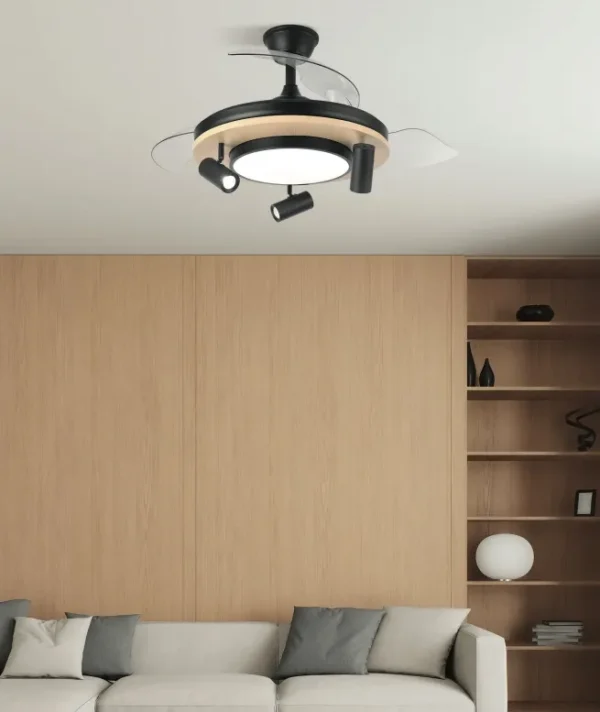 Ventilador retráctil Abrila Gladiator negro madera LED 50-107 cm