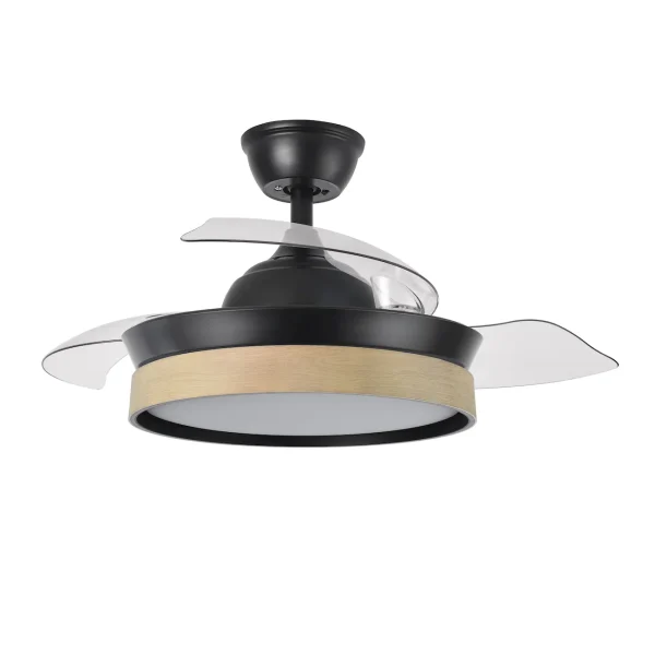 Ventilador retráctil Abrila Iglu negro luz LED 40-91 cm