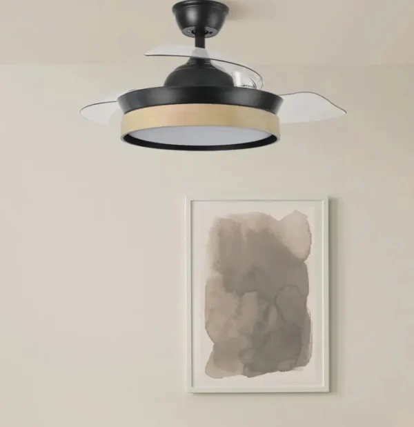 Ventilador retráctil Abrila Iglu negro luz LED 40-91 cm