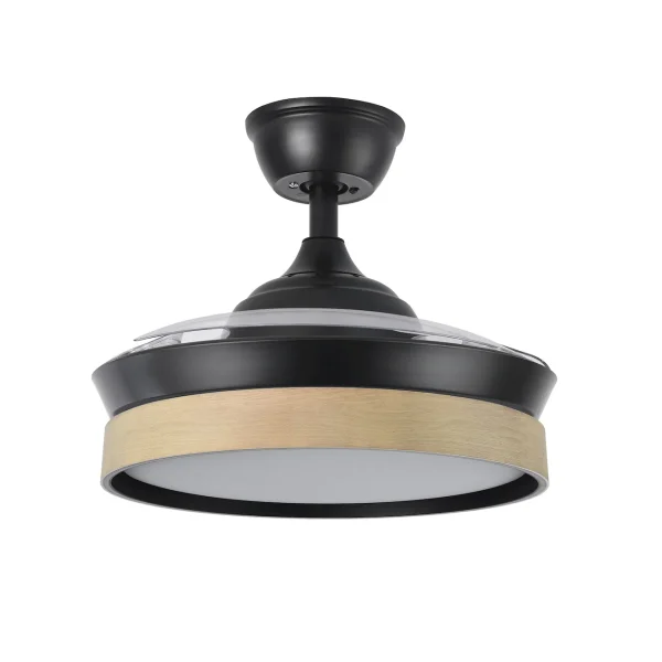 Ventilador retráctil Abrila Iglu negro luz LED 40-91 cm