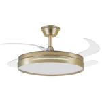 Ventilador retráctil Abrila Micenas cuero luz LED 50-106 cm