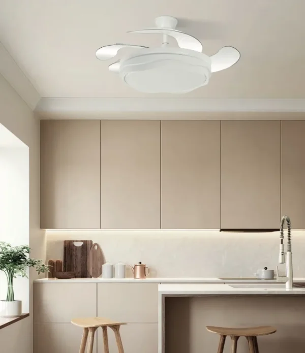 Ventilador retráctil Abrila Nasim blanco luz LED 50-107 cm