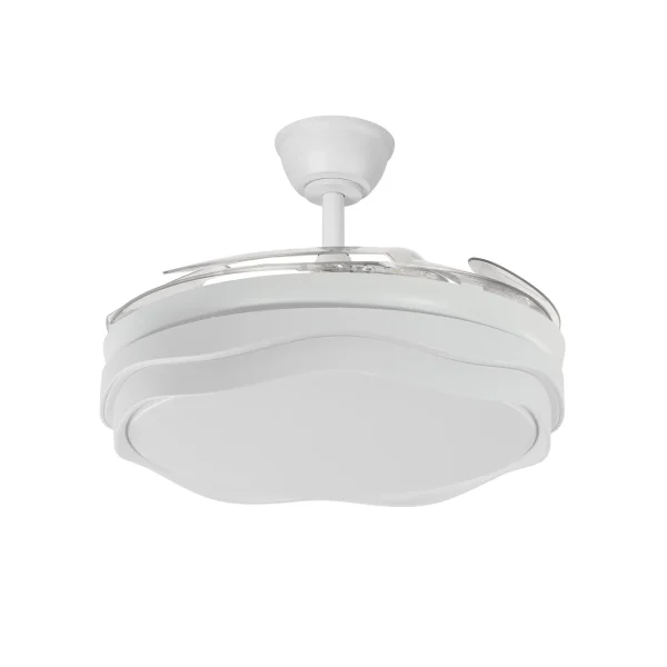 Ventilador retráctil Abrila Nasim blanco luz LED 50-107 cm