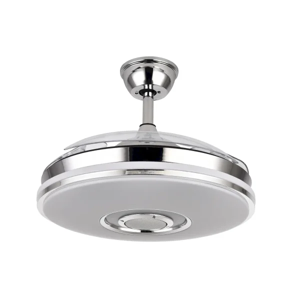 Ventilador retráctil Abrila Noto Cromo luz LED 50-108 cm