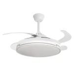 Ventilador retráctil Abrila Papiro blanco luz LED 48-107 cm