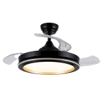 Ventilador retráctil Abrila Picolo negro Oro luz LED 49,5-106 cm