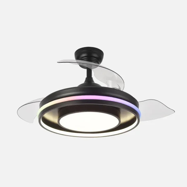 Ventilador retráctil Abrila Pitufo negro luz LED 50-107 cm