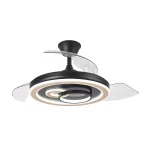 Ventilador retráctil Abrila Sultan negro madera luz LED 50-107 cm
