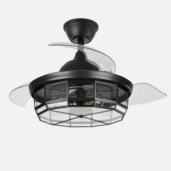 Ventilador retráctil Abrila Tornado negro con luz 50-107 cm
