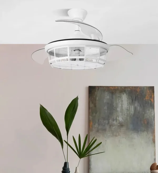Ventilador retráctil Abrila Tornado blanco con luz 50-107 cm