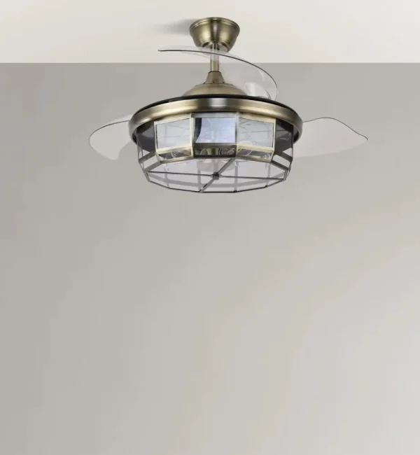 Ventilador retráctil Abrila Tornado cuero con luz 50-107 cm