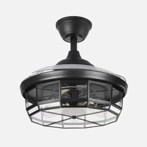 Ventilador retráctil Abrila Tornado negro con luz 50-107 cm