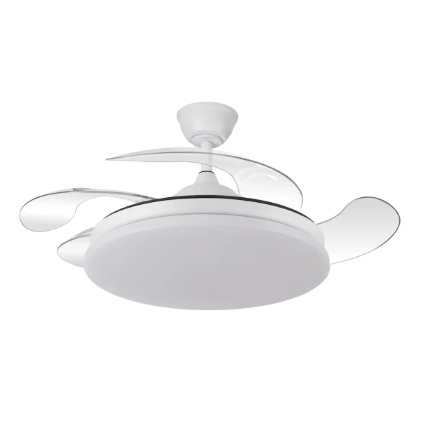 Ventilador retráctil Abrila Tridente blanco luz LED 50-107 cm