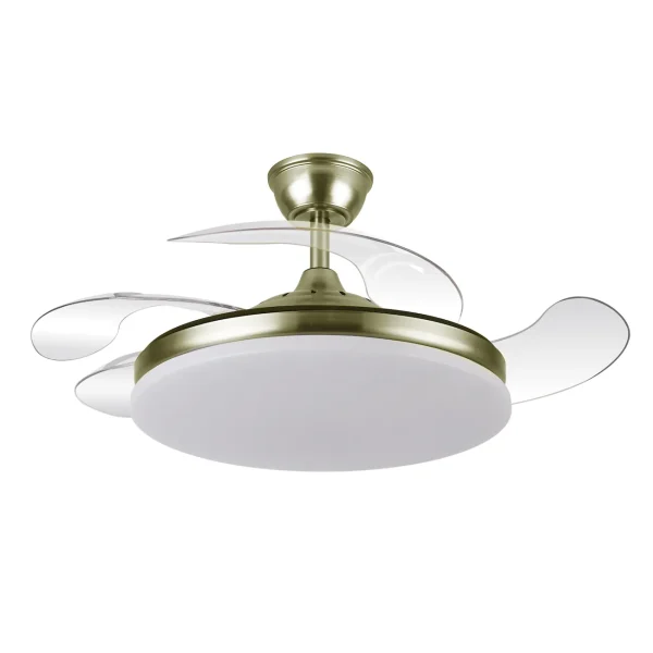 Ventilador retráctil Abrila Tridente cuero luz LED 50-107 cm