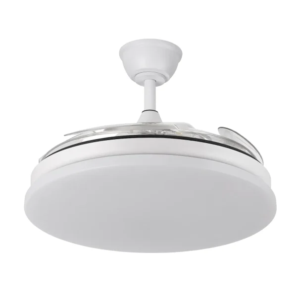 Ventilador retráctil Abrila Tridente blanco luz LED 50-107 cm