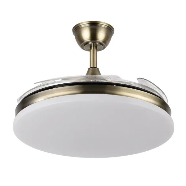 Ventilador retráctil Abrila Tridente cuero luz LED 50-107 cm