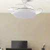 Ventilador retráctil Abrila Tridente blanco luz LED 50-107 cm