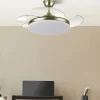 Ventilador retráctil Abrila Tridente cuero luz LED 50-107 cm