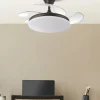 Ventilador retráctil Abrila Tridente negro luz LED 50-107 cm