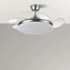 Ventilador retráctil Abrila Tridente níquel luz LED 50-107 cm