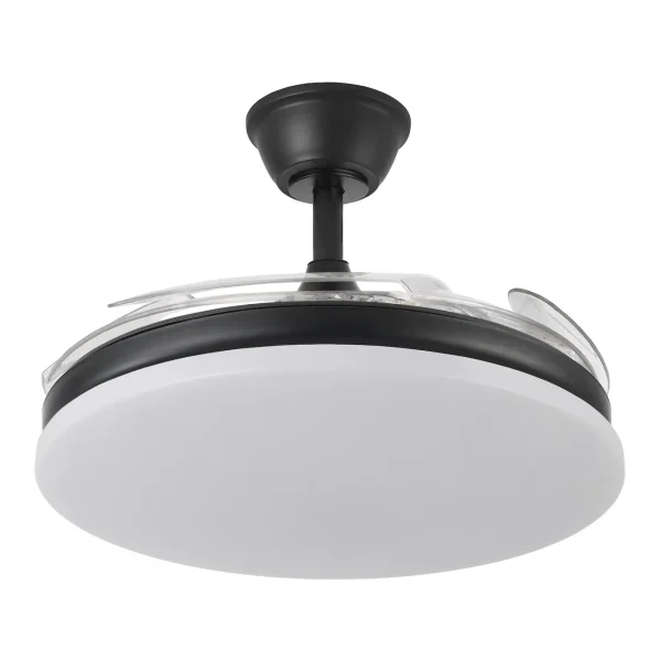 Ventilador retráctil Abrila Tridente negro luz LED 50-107 cm