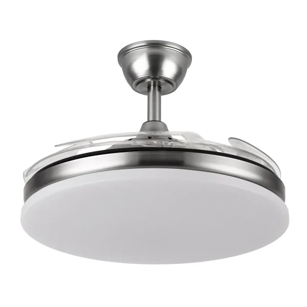 Ventilador retráctil Abrila Tridente níquel luz LED 50-107 cm