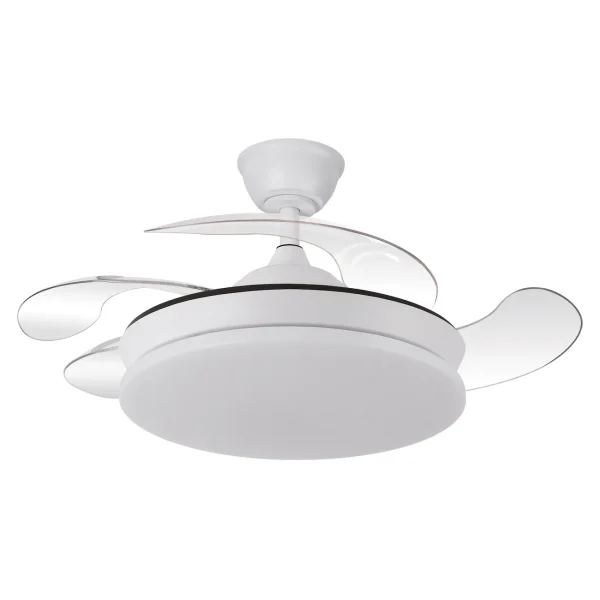Ventilador retráctil Abrila Tridente Mini blanco luz LED 40-91 cm