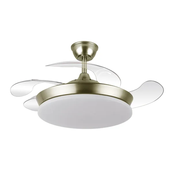 Ventilador retráctil Abrila Tridente Mini cuero luz LED 40-91 cm