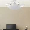 Ventilador retráctil Abrila Tridente Mini blanco luz LED 40-91 cm