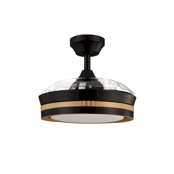 Ventilador retráctil Abrila Viper negro madera luz LED 41-91 cm