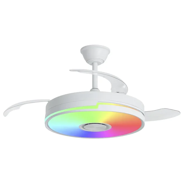 Ventilador retráctil Alemar Auron blanco luz LED 50-107 cm