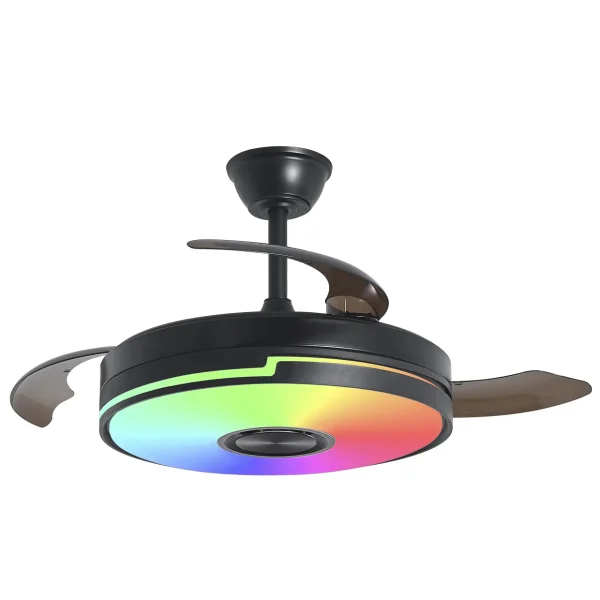 Ventilador retráctil Alemar Auron negro luz LED 50-107 cm