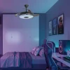 Ventilador retráctil Alemar Auron negro luz LED 50-107 cm