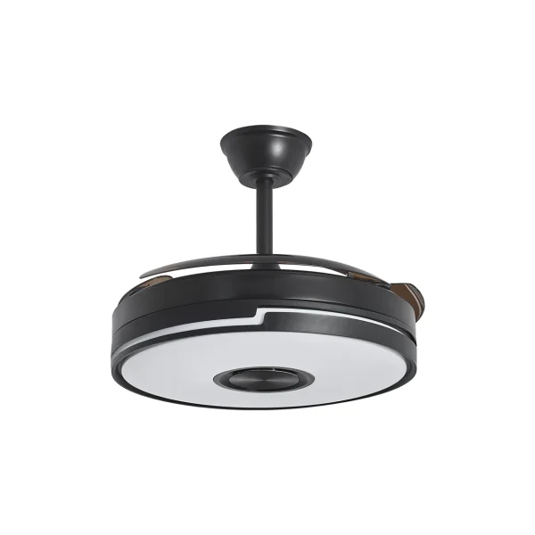 Ventilador retráctil Alemar Auron negro luz LED 50-107 cm