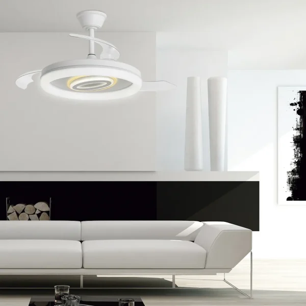 ventilador-techo-retractil-alemar-bribon-led-motor-dc-mando-blanco-16021 Ventilador retráctil Alemar Bribon blanco luz ovalada LED 48-106 cm
