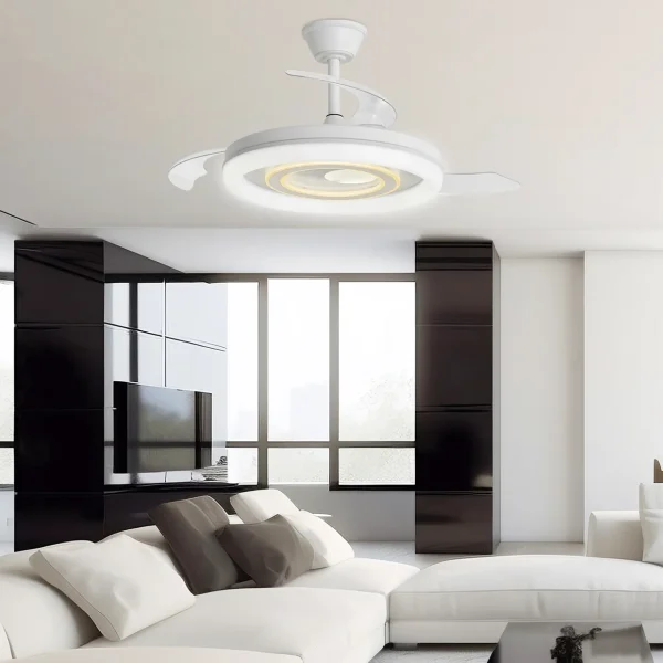 Ventilador retráctil Alemar Bribon blanco luz LED 48-106 cm