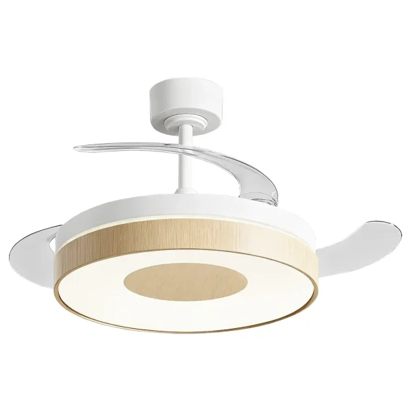 Ventilador retráctil Alemar Duna blanco madera luz LED 48-106 cm
