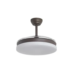 Ventilador de techo de aspas retractiles serie malta de Alemar con luz LED tono cafe
