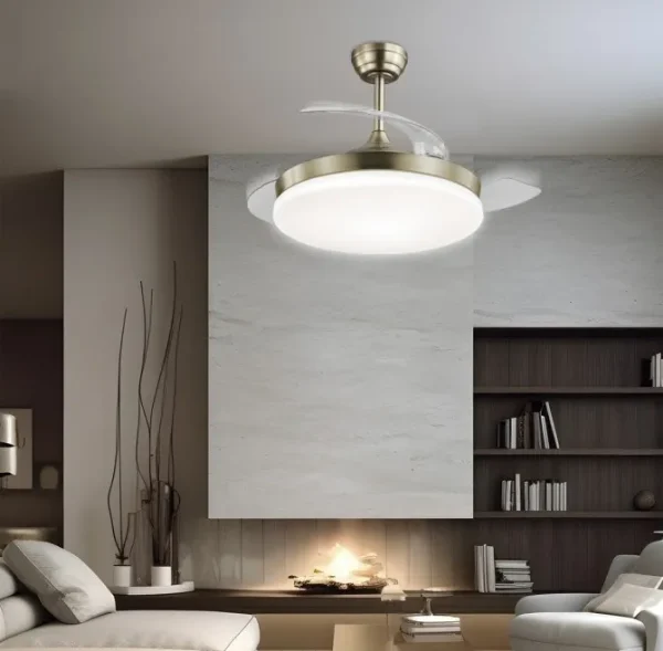Ventilador retráctil Alemar Malta cuero luz LED 50-107 cm