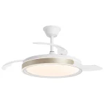 Ventilador retráctil Alemar Samana blanco oro luz LED 50-107 cm