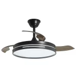 Ventilador retráctil Alemar Togo negro luz LED 50-107 cm