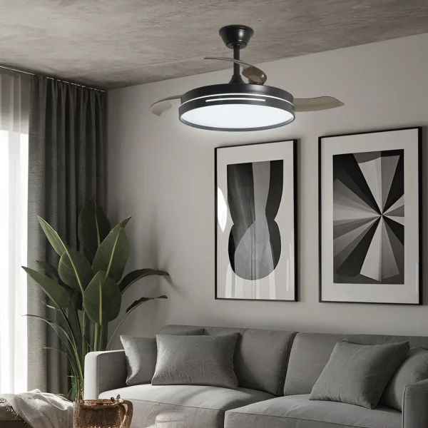 ventilador-techo-retractil-alemar-togo-led-motor-dc-negro-marrón-16034 Ventilador retráctil Alemar Togo negro