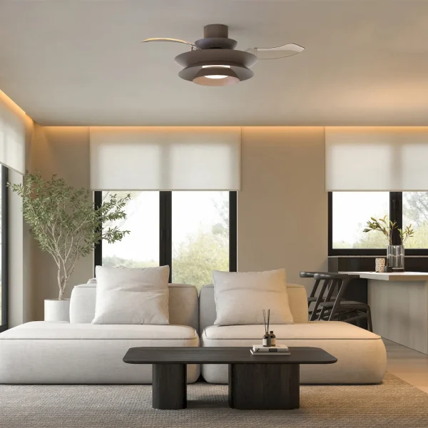 Ventilador retráctil Mantra Aconcagua Marron Luz LED 50-106 cm