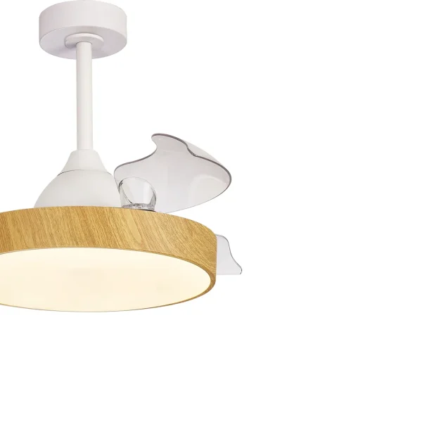 ventilador-techo-retractil-mantra-alsaka-mini-led-motor-dc-blanco-madera-8756 Ventilador Mantra Alaska MINI Blanco y madera Luz LED 43-91 cm